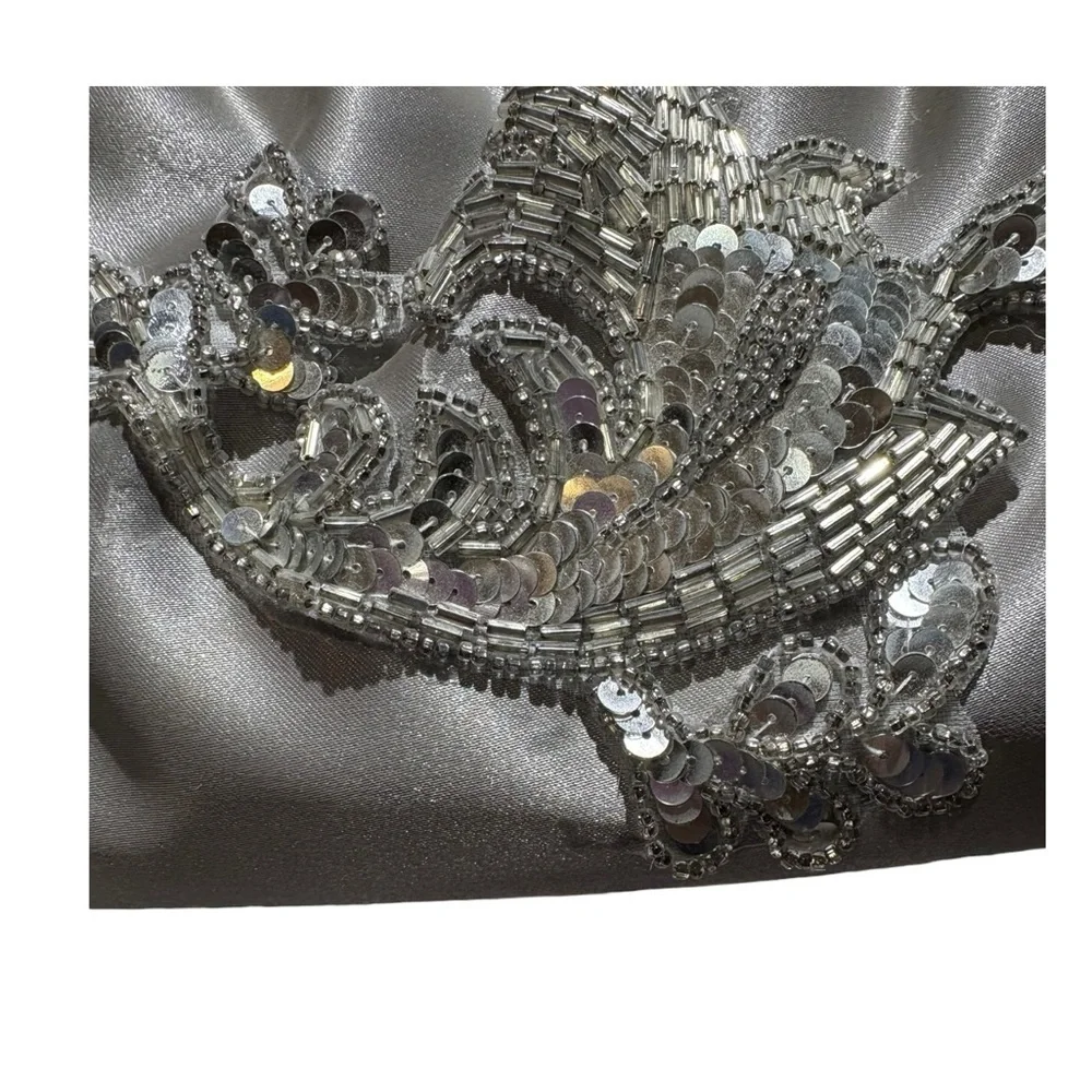 Vintage Silver Clutch with Sequin Detailing